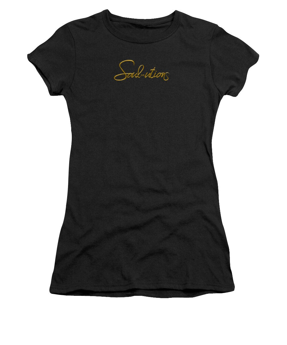 Golden Cursive Text on Black Background - Women's T-Shirt