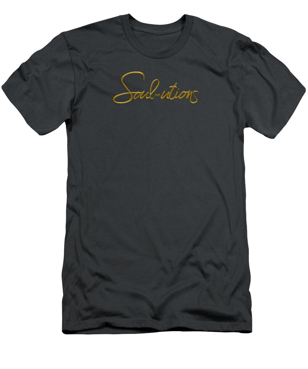 Golden Cursive Text on Black Background - T-Shirt