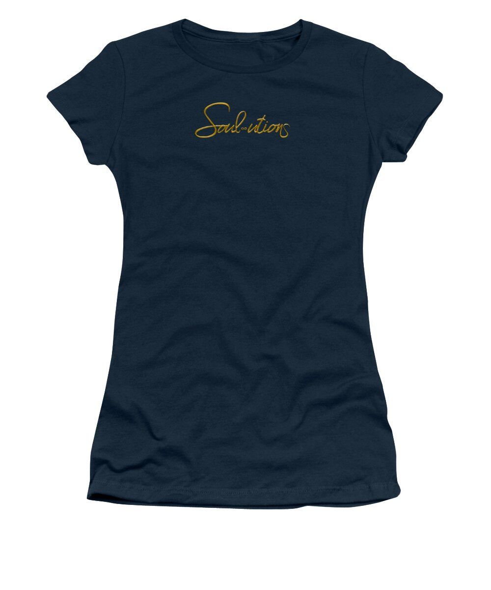 Golden Cursive Text on Black Background - Women's T-Shirt