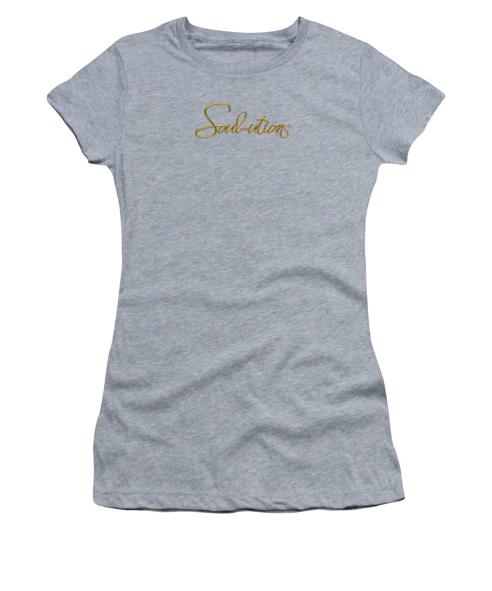 Golden Cursive Text on Black Background - Women's T-Shirt