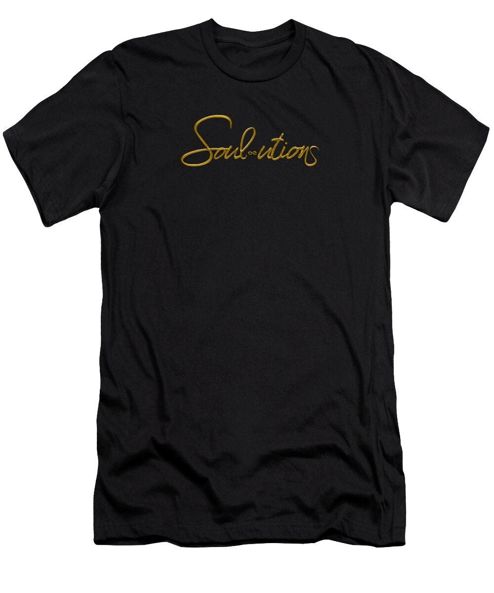 Golden Cursive Text on Black Background - T-Shirt