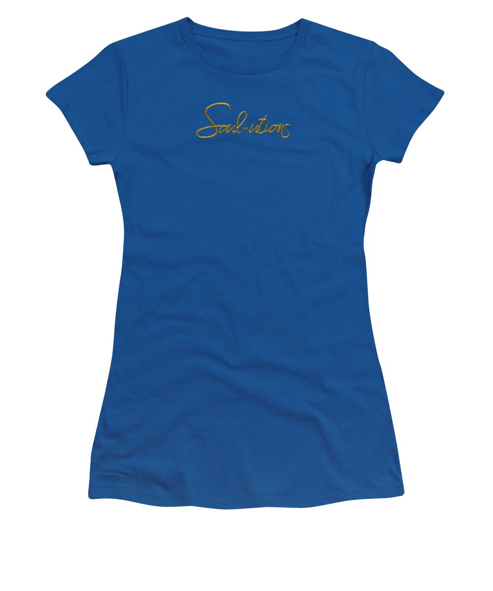 Golden Cursive Text on Black Background - Women's T-Shirt
