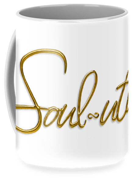 Golden Cursive Text on Black Background - Mug